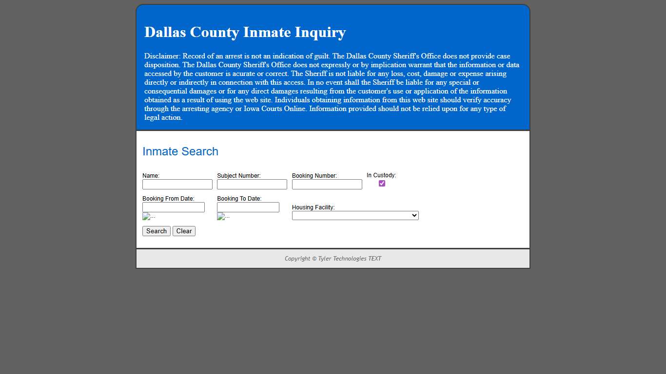 Inmate Search