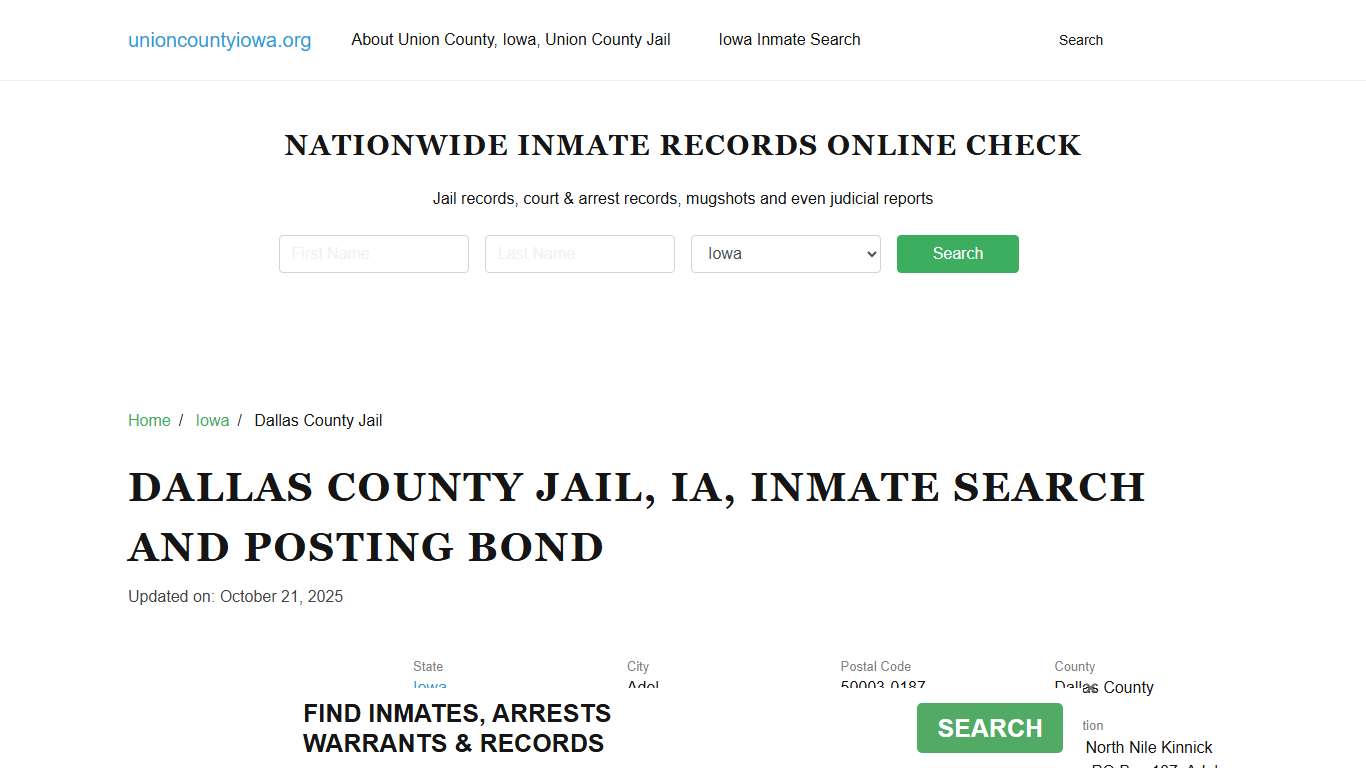 Dallas County Jail, IA, Inmate Search, Visitations