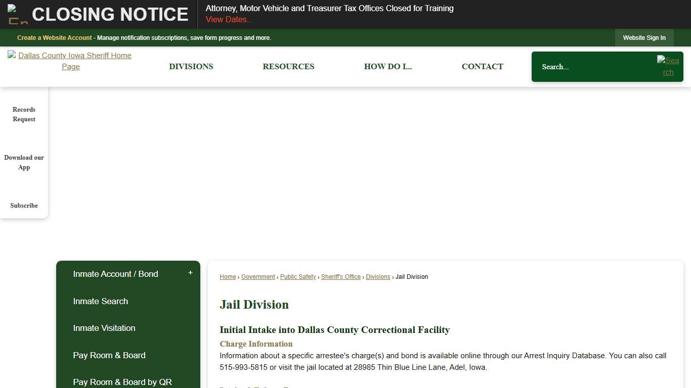 Jail Division | Dallas County, IA